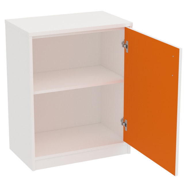 Офисный шкаф СБ-40+ДВ-40 цвет Белый+Оранж 60/37/76 см
