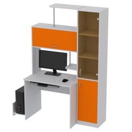 Компьютерный стол КП-СК-13 тон. бронза цвет Серый+Оранж 130/60/202 см