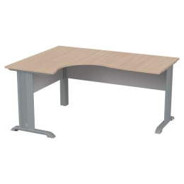 Стол на металлокаркасе угловой СТУ-П-М цвет Серый+Дуб Молочный 160/120/74 см