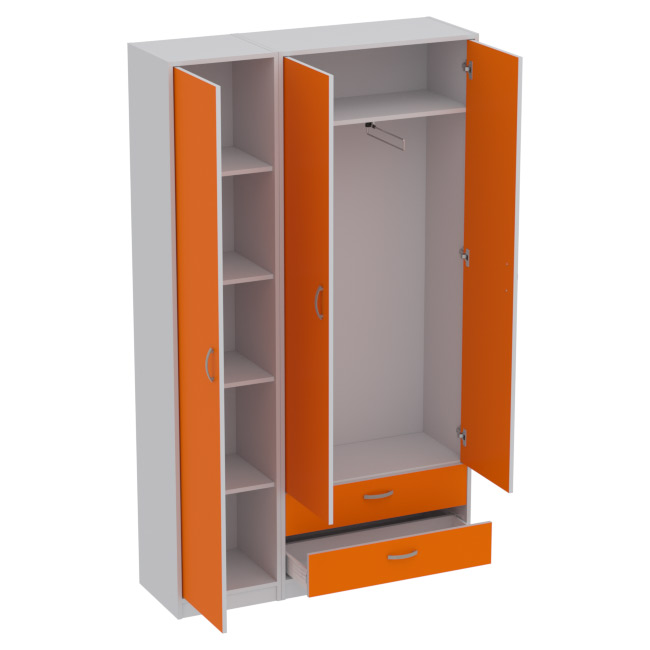 Шкаф для одежды ШО-37+СБ-2/З цвет Серый+Оранж 117/37/200 см