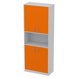 Офисный шкаф ШБ-4 цвет Серый+Оранж 77/37/200 см