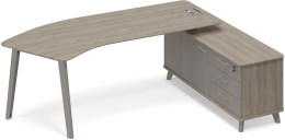 Стoл эргономичный правый на тумбе Вяз-Мокко ТМ М1 128 ВЛ ВЛ МП 236,4/159,2/75,6