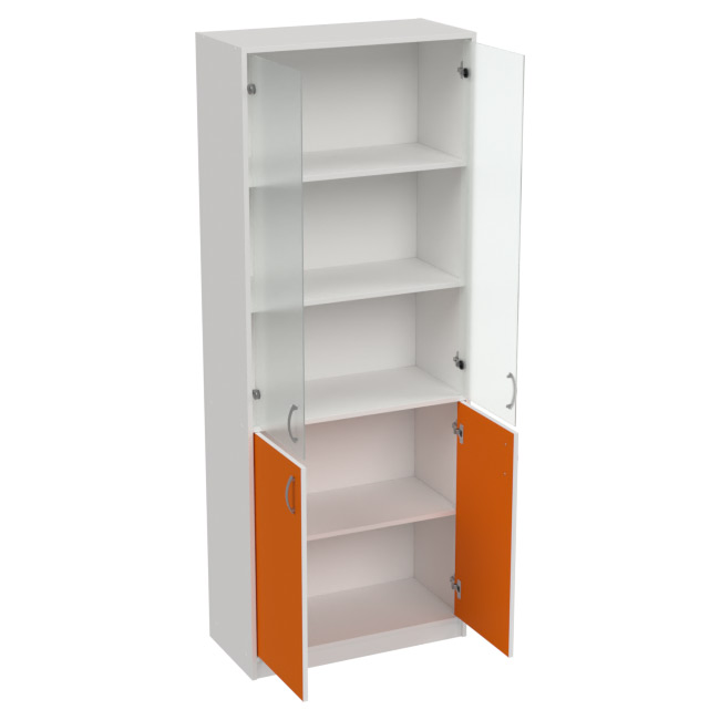Офисный шкаф ШБ-3+А-5 матовый цвет Белый+Оранж 77/37/201