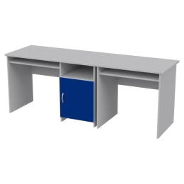 Офисный стол СК-21+СК-27 цвет Серый+Синий