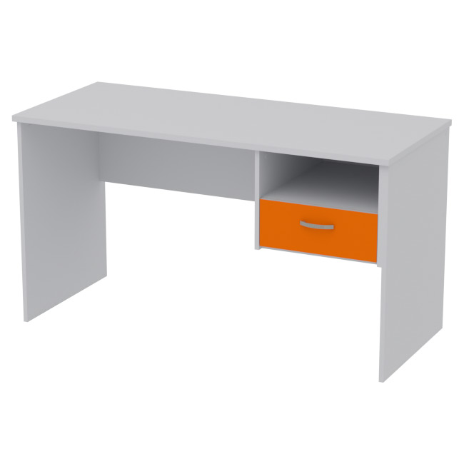 Офисный стол СТ+1Т-42 цвет Серый+Оранжевый 140/60/76 см