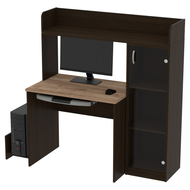 Компьютерный стол КП-СК-2 цвет Венге+Дуб крафт 130/60/141 см