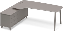 Стoл руководителя эргономичный на опорной тумбе левый Мокко премиум ТМ М1 123 МП МП МП 216,4/161,2/75,6