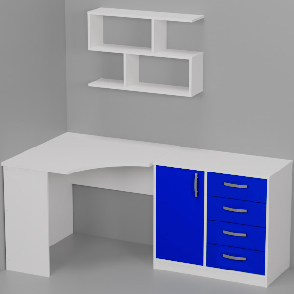 Комплект офисной мебели КП-18 цвет Белый+Синий