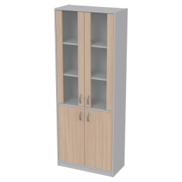 Офисный шкаф ШБ-3+ДВ-62 матовый цвет Серый+Дуб Молочный 77/37/200 см