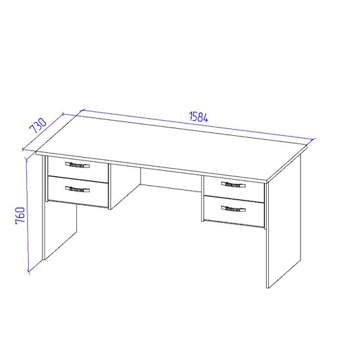 Офисный стол СТ+2Т-10 цвет Серый+Оранж 160/73/76 см