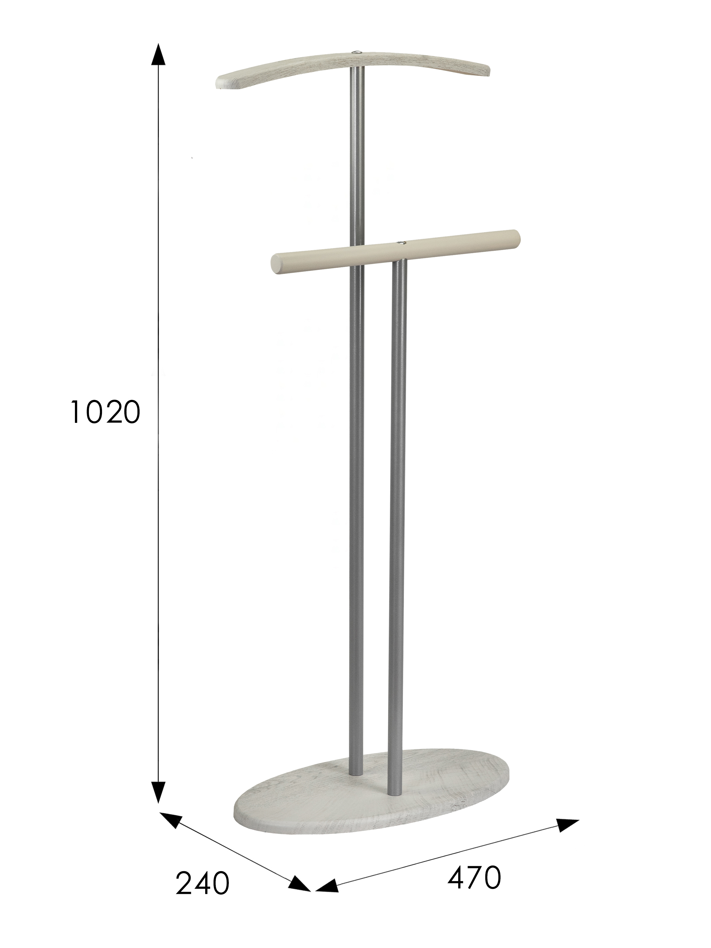 Вешалка костюмная Дэви 2 металлик/дуб дымчатый