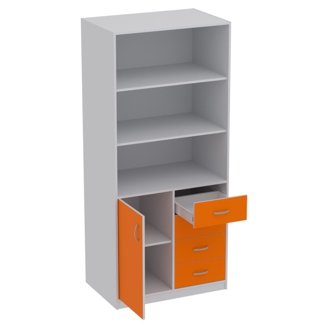 Офисный шкаф ШБ-7 цвет Серый+Оранж 89/58/200см