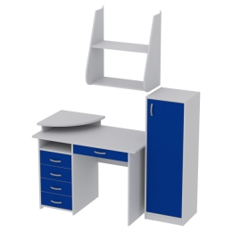 Комплект офисной мебели КП-14 цвет Серый+Синий