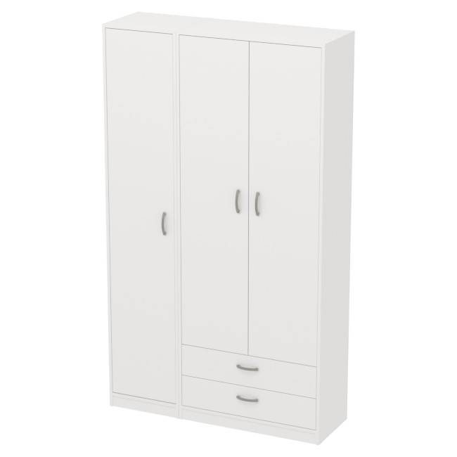 Шкаф для одежды белого цвета ШО-37+СБ-2/З 117/37/200 см