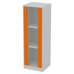 Офисный шкаф СБ-61+ДВ-62 матовый цвет Серый+Оранж 40/37/123 см
