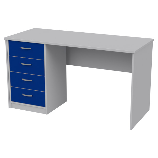 Офисный стол СТ-42+ТС-27 цвет Серый+Синий 140/60/76 см