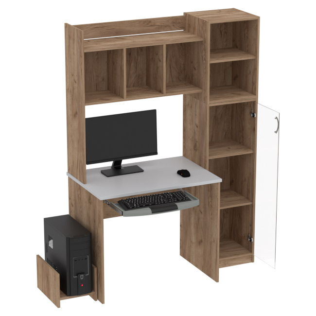 Компьютерный стол КП-СК-15 цвет Дуб Крафт+Серый 130/60/180 см