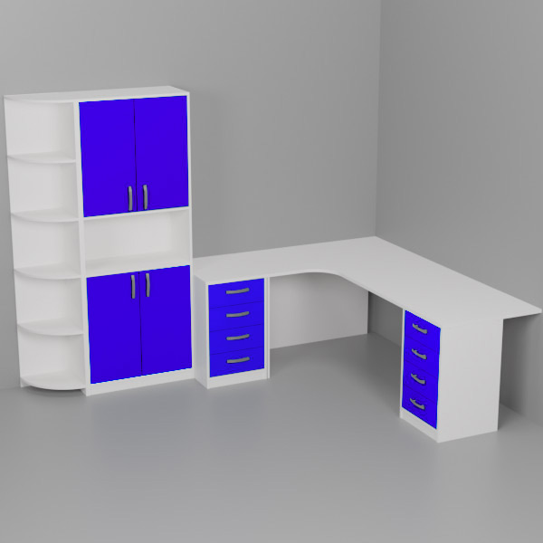 Комплект офисной мебели КП-19 цвет Белый+Синий