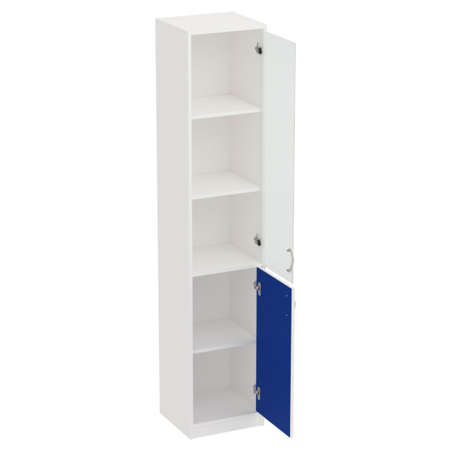 Офисный шкаф СБ-3+А5 матовый цвет Белый+Синий 40/37/200 см