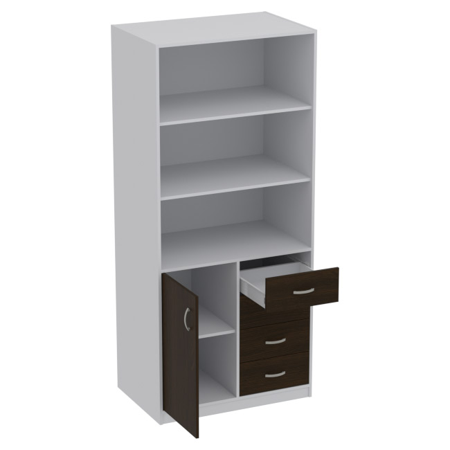 Офисный шкаф ШБ-7 цвет Серый+Венге 89/58/200 см