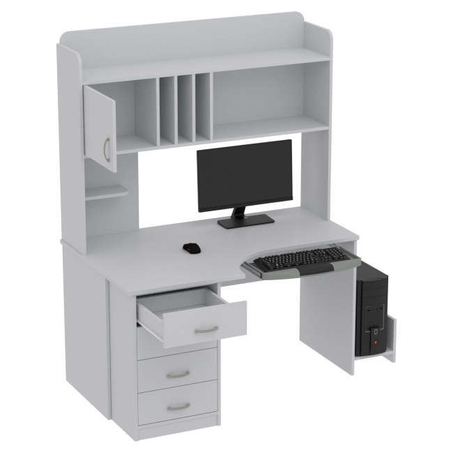 Компьютерный стол КП-СКЭ-8 Правый цвет Серый 140/90/182 см