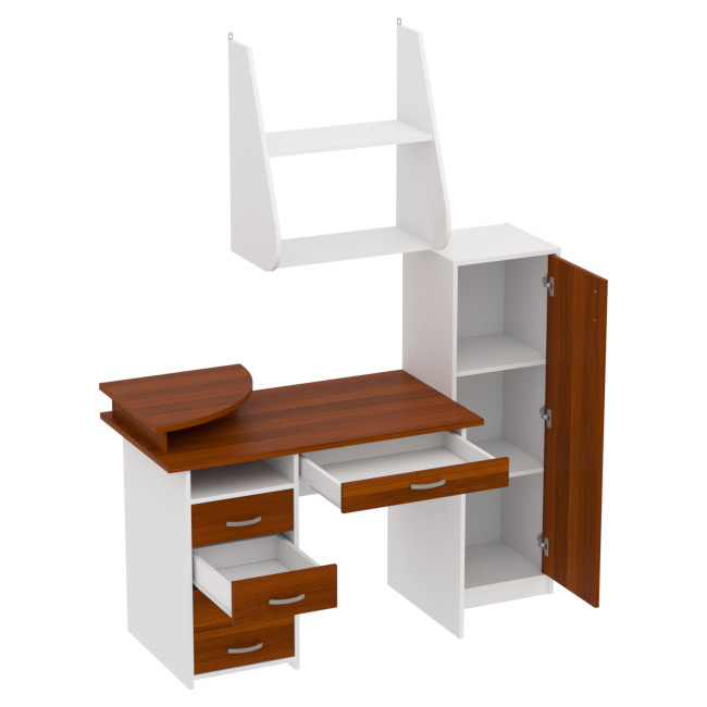 Комплект офисной мебели КП-14 цвет Белый + Орех