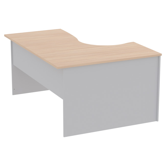 Офисный стол угловой СТУ-П цвет Серый+Дуб Молочный 160/120/76 см