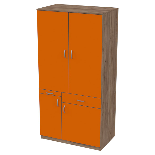 Мини кухня МК-1Р распашные двери цвет Дуб Крафт+Оранж 100/60/200 см