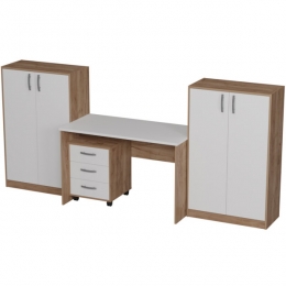 Комплект офисной мебели КП-20 цвет Дуб Крафт+Белый
