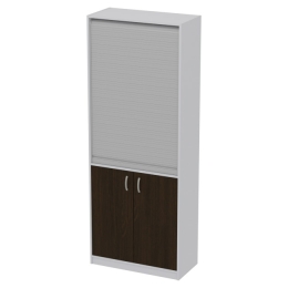 Офисный шкаф с шалюзи ШБЖ-3 цвет Серый + Венге 77/37/200 см