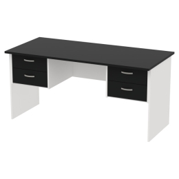 Офисный стол СТ+4Т-10 цвет Белый + Черный 160/73/76 см