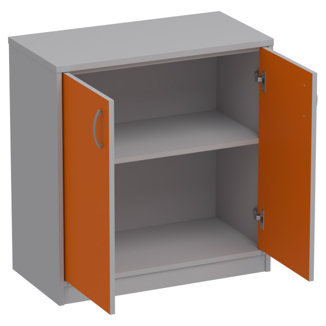 Офисный шкаф СБ-42+ДВ-42 цвет Серый+Оранж 73/37/76 см