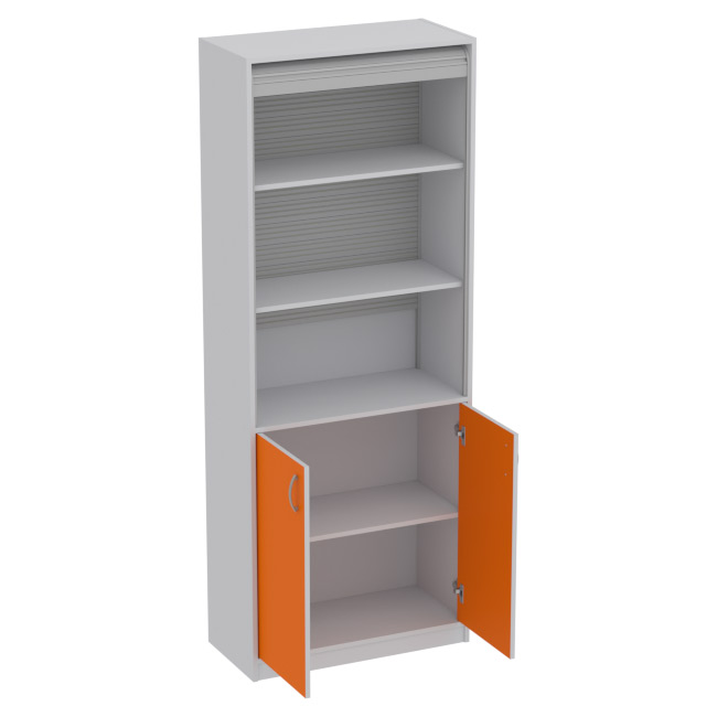 Офисный шкаф ШБЖ-3 цвет Серый+Оранж 77/37/200 см