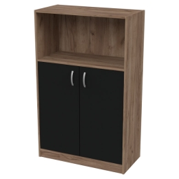 Офисный стеллаж СБ-63 цвет Дуб крафт + Черный 77/37/123 см