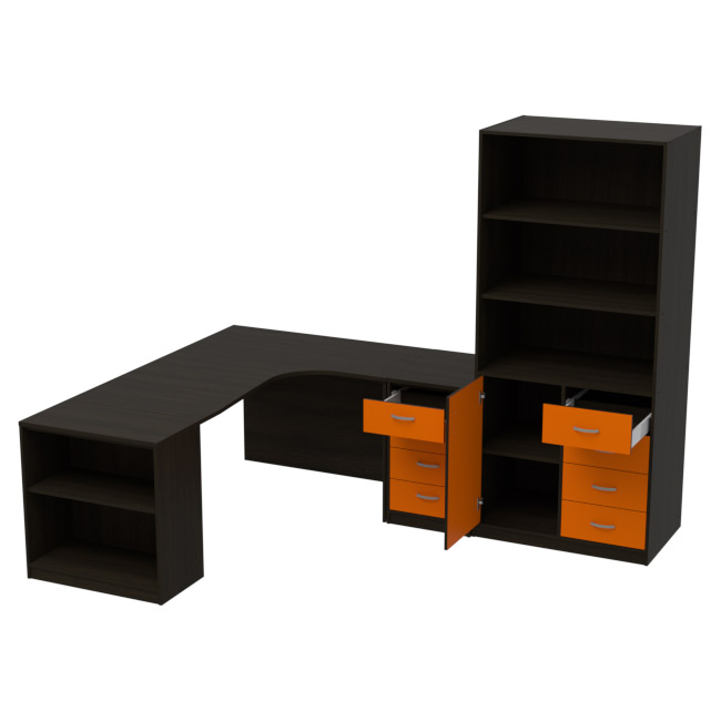 Комплект офисной мебели КП-21 цвет Венге+Оранж