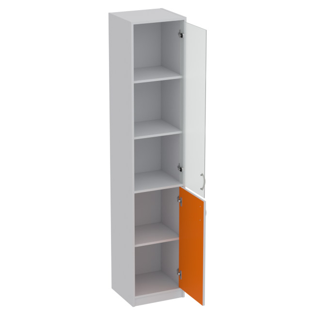 Офисный шкаф СБ-3+А5 матовый цвет Серый+Оранж 40/37/200 см