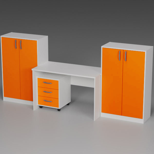 Комплект офисной мебели КП-20 цвет Белый+Оранж