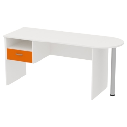 Стол с приставкой КП-1 цвет Белый+Оранж