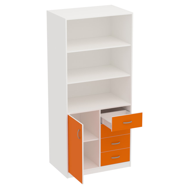 Офисный шкаф ШБ-7 цвет Белый+Оранж 89/58/200 см