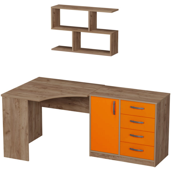 Комплект офисной мебели КП-18 цвет Дуб Крафт+Оранж