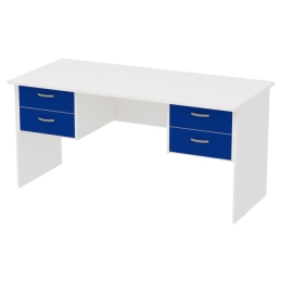 Офисный стол СТ+4Т-10 цвет Белый+Синий 160/73/76 см