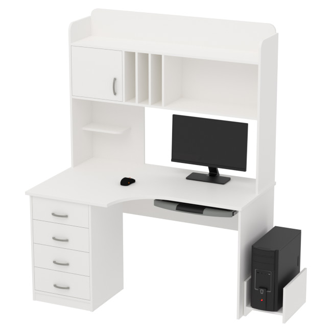 Компьютерный стол КП-СКЭ-8 Правый цвет Белый 140/90/182 см
