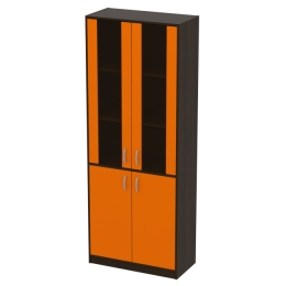 Офисный шкаф ШБ-3+ДВ-62 тон. бронза цвет Венге+Оранж 77/37/200 см