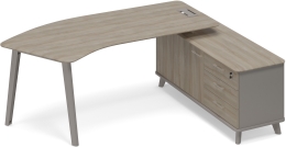 Стoл руководителя эргономичный на опорной тумбе правый Мокко-Вяз ТМ М1 126 МП ВЛ ВЛ 216,4/159,2/75,6