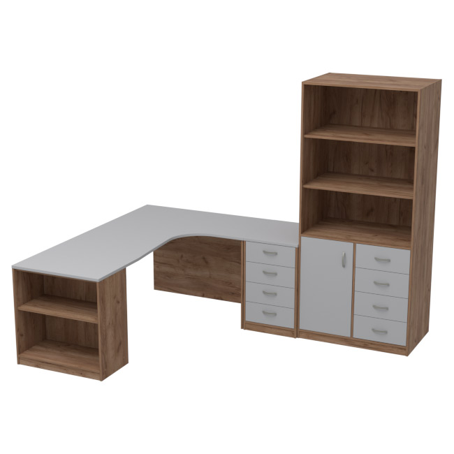 Комплект офисной мебели КП-21 цвет Дуб Крафт+Серый