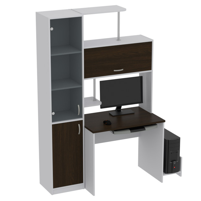 Компьютерный стол КП-СК-13 графит цвет Серый+Венге 130/60/202 см