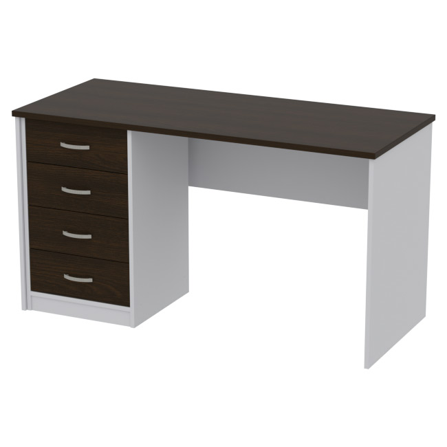 Офисный стол СТ-42+ТС-27 цвет Серый+Венге 140/60/76 см