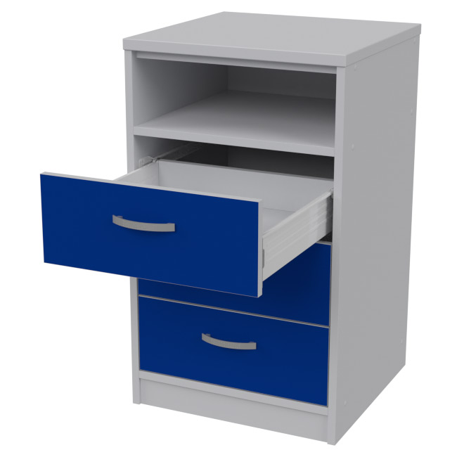 Офисная приставная тумба ТСС-27-4+С46 цвет Серый+Синий 45/44/76 см