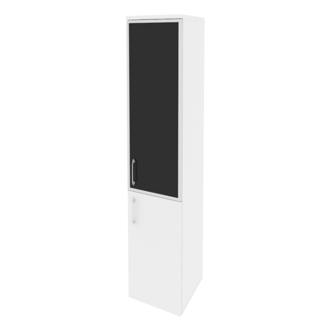 Шкаф высокий узкий правый O.SU-1.2 R R black Белый бриллиант 40/42/197
