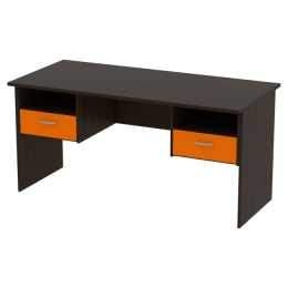 Офисный стол СТ+2Т-10 цвет Венге + Оранжевый 160/73/76 см